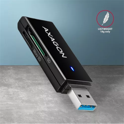 Axagon CRE-S2N Superspeed USB 3.2 Gen 1 Typ-A, schlanker SD/microSD-Kartenleser