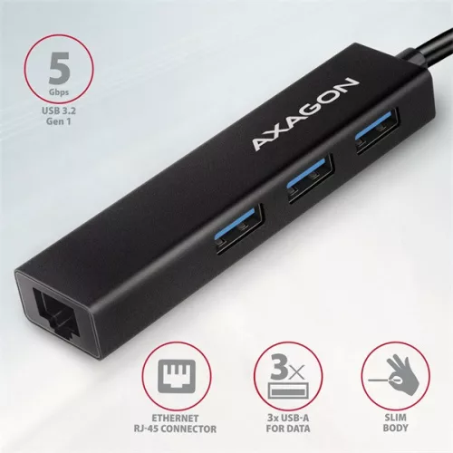 Axagon HMC-GL3A SuperSpeed ​​​​USB 3.2 Gen 1 C HUB + Gigabit LAN