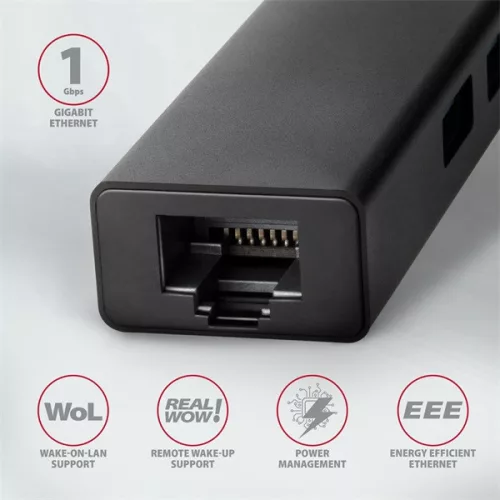 Axagon HMC-GL3A SuperSpeed ​​​​USB 3.2 Gen 1 C HUB + Gigabit LAN