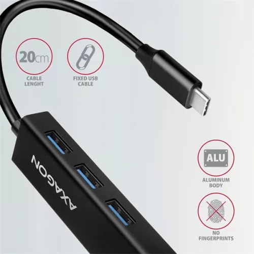 Axagon HMC-GL3A SuperSpeed ​​​​USB 3.2 Gen 1 C HUB + Gigabit LAN