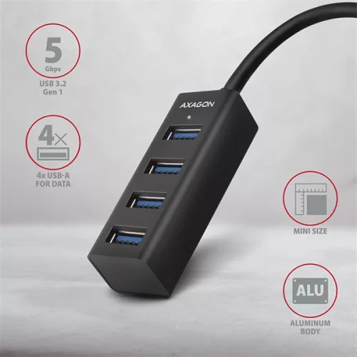 Axagon HUE-M1AL 4-portový USB 3.2 Gen 1 mini HUB