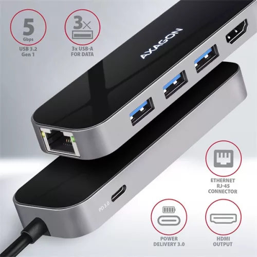 Axagon HMC-6GL SUPERSPEED USB-C COMBO 6V1 HUB
