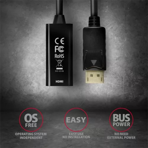 Adaptér Axagon RVD-HI14N DisplayPort - HDMI 1.4 4K/30Hz