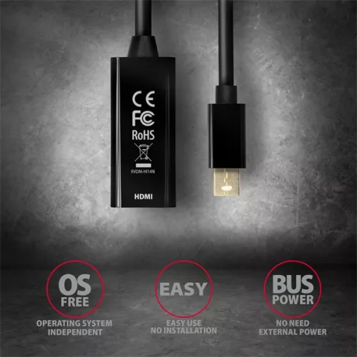 Adaptér Axagon RVDM-HI14N Mini DisplayPort - HDMI 1.4