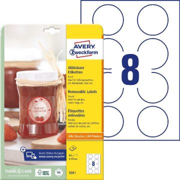   Avery 5081 65mm univerzális visszaszedhető fehér köretikett