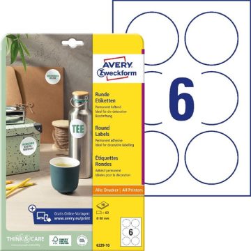   Avery 6229-10 fehér 80mm 10 ív univerzális címke köretikett