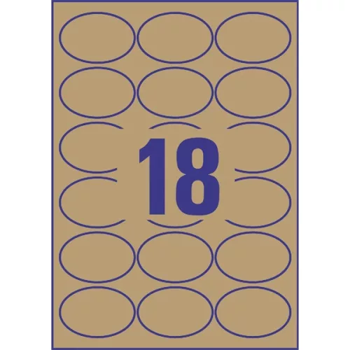 Avery 7103-25 63,5x42,3mm ovális újrahasznosított barna kraft etikett