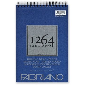   Fabriano 1264 200g A4 40lapos spirálkötött fekete rajztömb