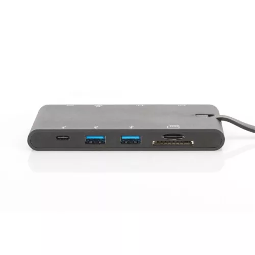 DIGITUS DA-70865 USB-C cestovná 9-portová univerzálna dokovacia stanica pre notebook