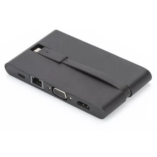 DIGITUS DA-70865 USB-C cestovná 9-portová univerzálna dokovacia stanica pre notebook