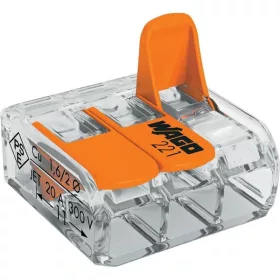   WAGO 221-613 30 Stück/Packung 41A/450V Abzweig 3x 0,5-6mm² transparenter Drahtverbinder