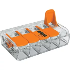   WAGO 221-615 15 Stück/Packung 41A/450V Abzweig 5x 0,5-6mm² transparenter Drahtverbinder