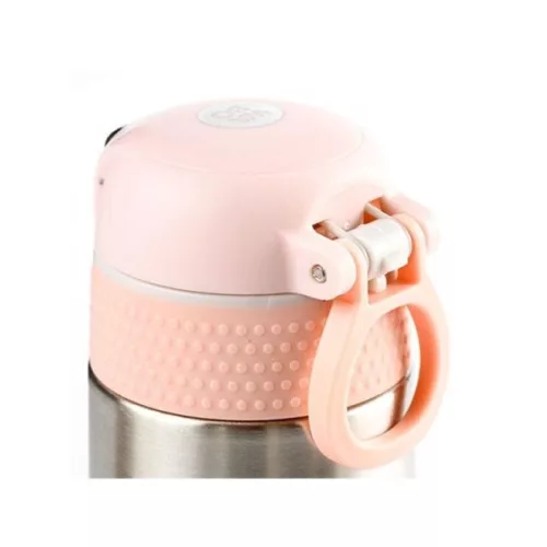 Termos Wabo cu capac din oțel, 420 ml, argintiu, cu model flamingo