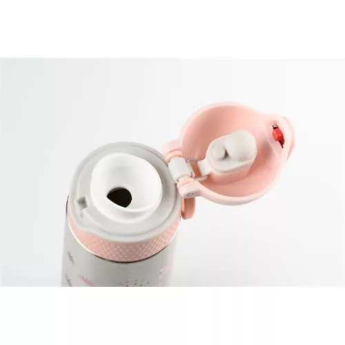 Termos Wabo cu capac din oțel, 420 ml, argintiu, cu model flamingo