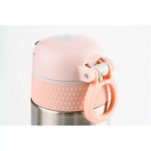 Termos Wabo cu capac din oțel, 420 ml, argintiu, cu model flamingo