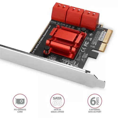 Axagon PCES-SA6 6 interných SATAIII portov 2 linková PCI-Express karta
