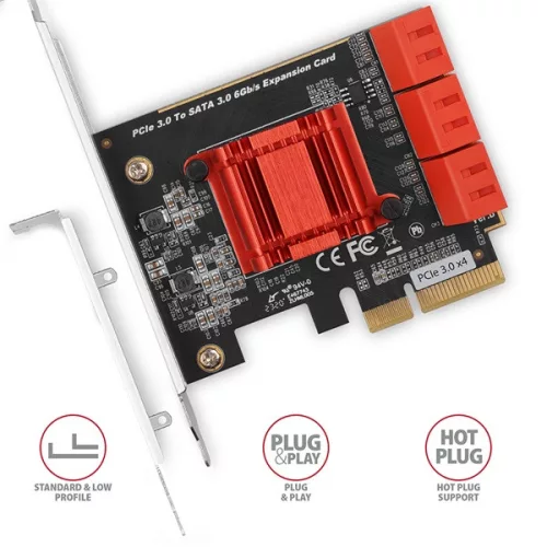 Axagon PCES-SA6 6 interných SATAIII portov 2 linková PCI-Express karta