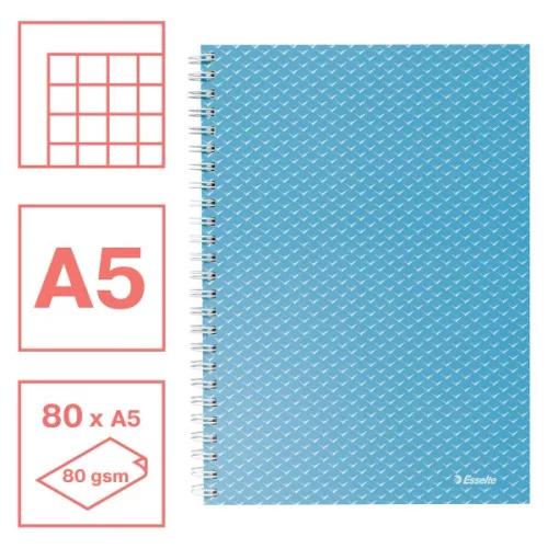 Esselte ColourBreeze A5 kockás kék spirálfüzet