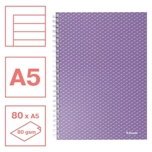 Esselte ColourBreeze A5 vonalas levendula spirálfüzet