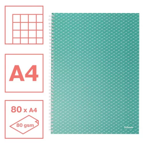 Esselte ColourBreeze A4 kockás zöld spirálfüzet