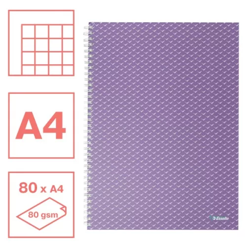 Esselte ColourBreeze A4 kockás levendula spirálfüzet