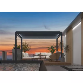   Iris MP-103GR bioklimatische, elektrisch betriebene LED-Beleuchtung, anthrazitfarbene 3x4 m Pergola