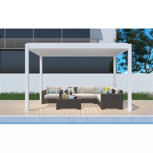 Iris MP-103WH bioklimatische, elektrisch betriebene LED-Beleuchtung, weiße 3x4 m Pergola