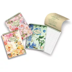   Pigna Nature Flowers A5 50 lapos kockás spirálos jegyzettömb