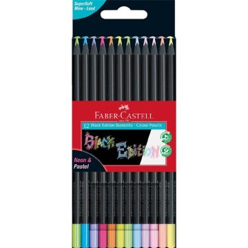   Faber-Castell Black Edition 12 db-os klt fekete test pasztell+neon színes ceruza készlet