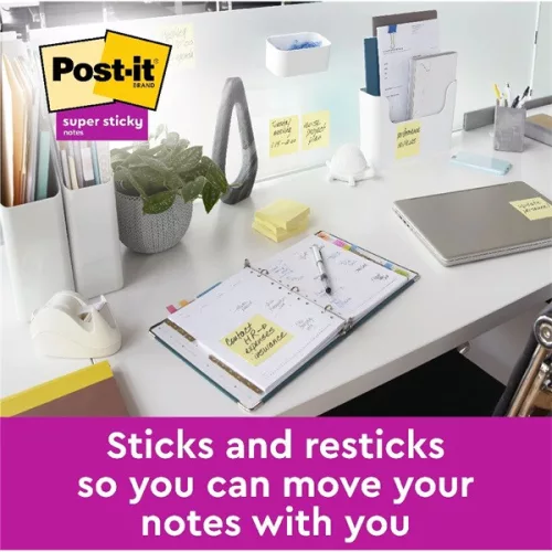 Post-it® Super Sticky, kanariengelb, 76 x 76 mm, 90 Blatt, 4 + 2 Notizblöcke, 100 % PEFC, SGSCH-PEFC-COC-110078
