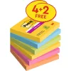 Post-it Super Sticky Carnival 76x76mm 90 Blatt 4+2 Chemikalien-Notizblöcke 100% PEFC, SGSCH-PEFC-COC-110078