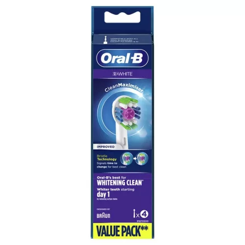 Sada 4 náhradných hlavíc pre elektrickú zubnú kefku Oral-B EB18-4 3D White