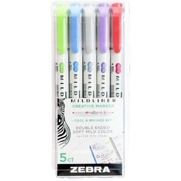   Zebra Mildliner Cool&Refined 5db-os kettős végű szövegkiemelő készlet