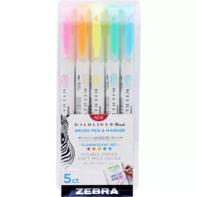   Zebra Mildliner Brush Fluorescent 5db-os kettős végű ecset marker