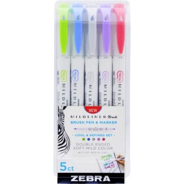   Zebra Mildliner Brush Cool&Refined  5db-os kettős végű ecset marker