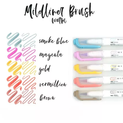 Zebra Mildliner Brush Warm 5db-os kettős végű ecset marker