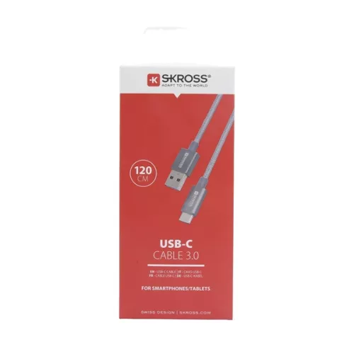 Dátový a nabíjací kábel Skross USB-C-120-STEEL 1,2 m s konektorom USB/Type-C