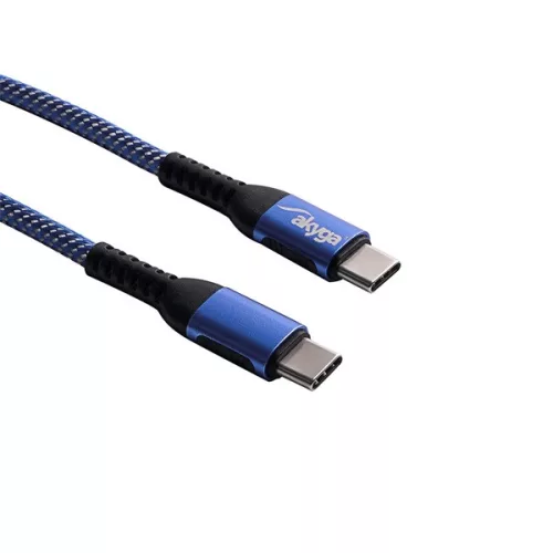 Dátový a nabíjací kábel Akyga AK-USB-38 1,8 m, modrý, typ C - typ C