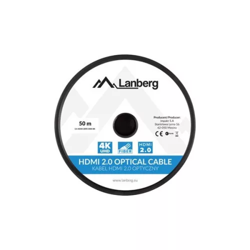 Lanberg 50m aktívny optický HDMI kábel samec-samec, čierny AOC