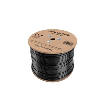   Lanberg LCF5-21CU-0305-BK Cat.5e F/UTP AWG24 Fca PE 305m árnyékolt fekete kültéri kábel