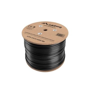   Lanberg LCF6-21CU-0305-BK Cat.6 F/UTP AWG23 Fca PE 305m árnyékolt fekete kültéri kábel