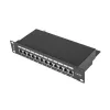 Lanberg PPF5-9012-B 10" 1U 12port Cat.5e FTP árnyékolt fekete patch panel