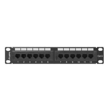   Lanberg PPU6-9012-B 10" 1U 12port Cat.6 UTP árnyékolatlan fekete patch panel