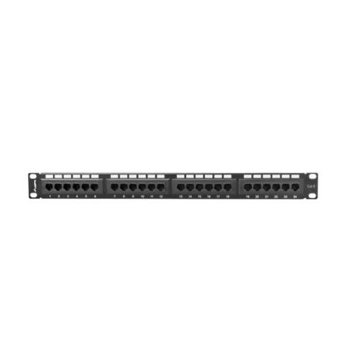 Lanberg PPU6-1024-B 19" 1U 24port Cat.6 UTP árnyékolatlan fekete patch panel