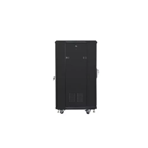 Lanberg FF01-6622-12B 19" 22U SZÉL:600mm MÉLY:600mm MAG:1159mm lapraszerelt üvegajtós fekete rack szekrény