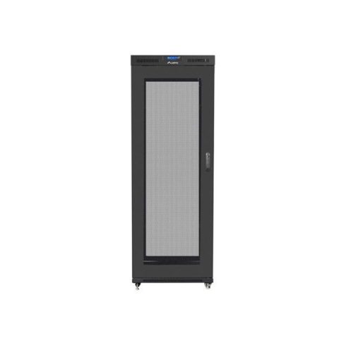Lanberg FF01-8027-23BL 19" 27U SZÉL:800mm MÉLY:1000mm MAG:1438mm lapraszerelt LCD hálós fémajtós fekete rack szekrény