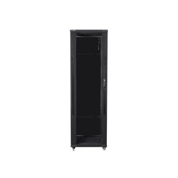   Lanberg FF01-6042-12B 19" 42U SZÉL:600mm MÉLY:1000mm MAG:2047mm lapraszerelt üvegajtós fekete rack szekrény