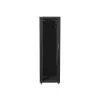 Lanberg FF01-6642-12B 19" 42U SZÉL:600mm MÉLY:600mm MAG:2047mm lapraszerelt üvegajtós fekete rack szekrény