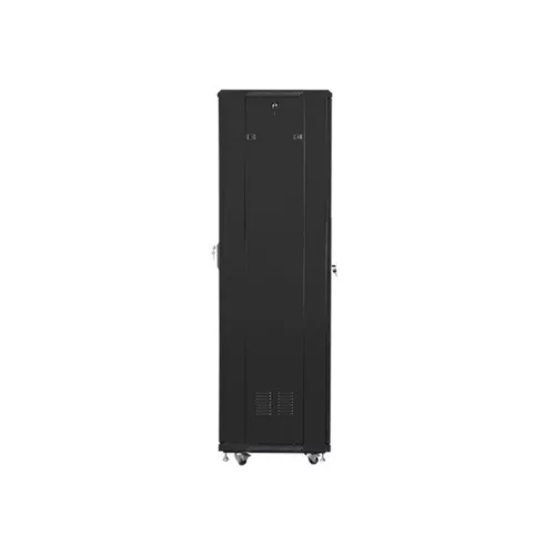 Lanberg FF01-6642-12B 19" 42U SZÉL:600mm MÉLY:600mm MAG:2047mm lapraszerelt üvegajtós fekete rack szekrény