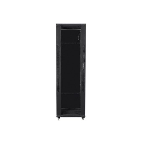 Lanberg FF01-8042-12B 19" 42U SZÉL:800mm MÉLY:1000mm MAG:2047mm lapraszerelt üvegajtós fekete rack szekrény